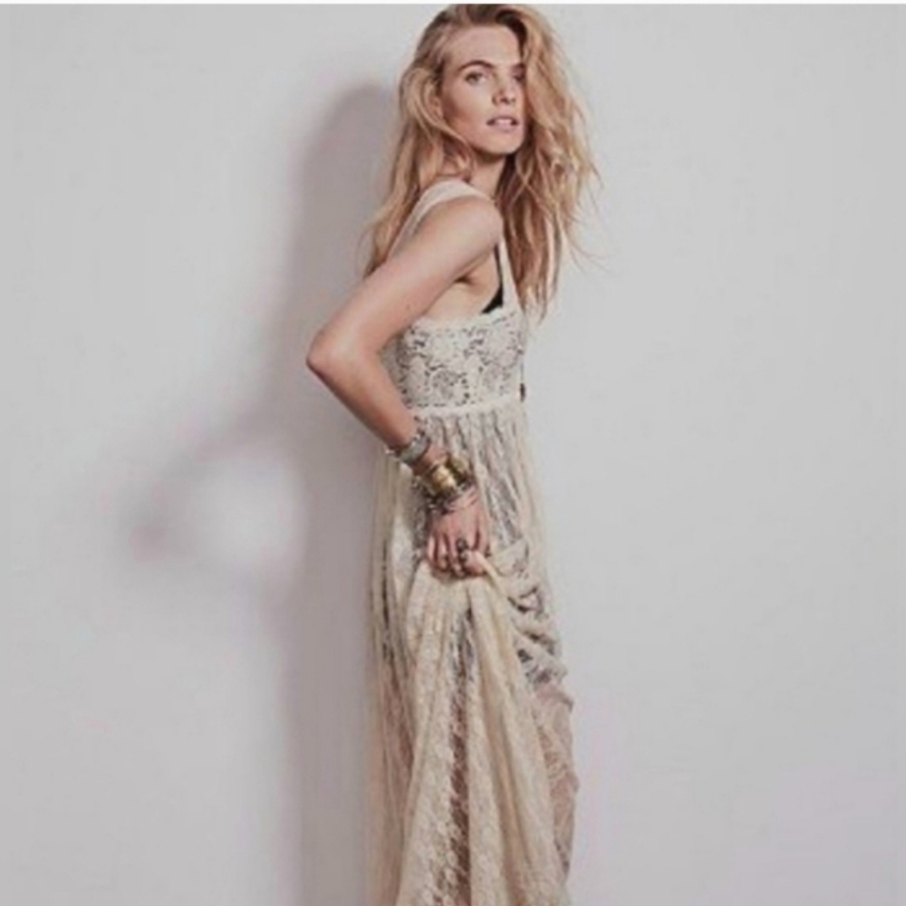 117. Intimately Free People | Cream Lace Maxi Dress – Size Small - Picture 2 of 10